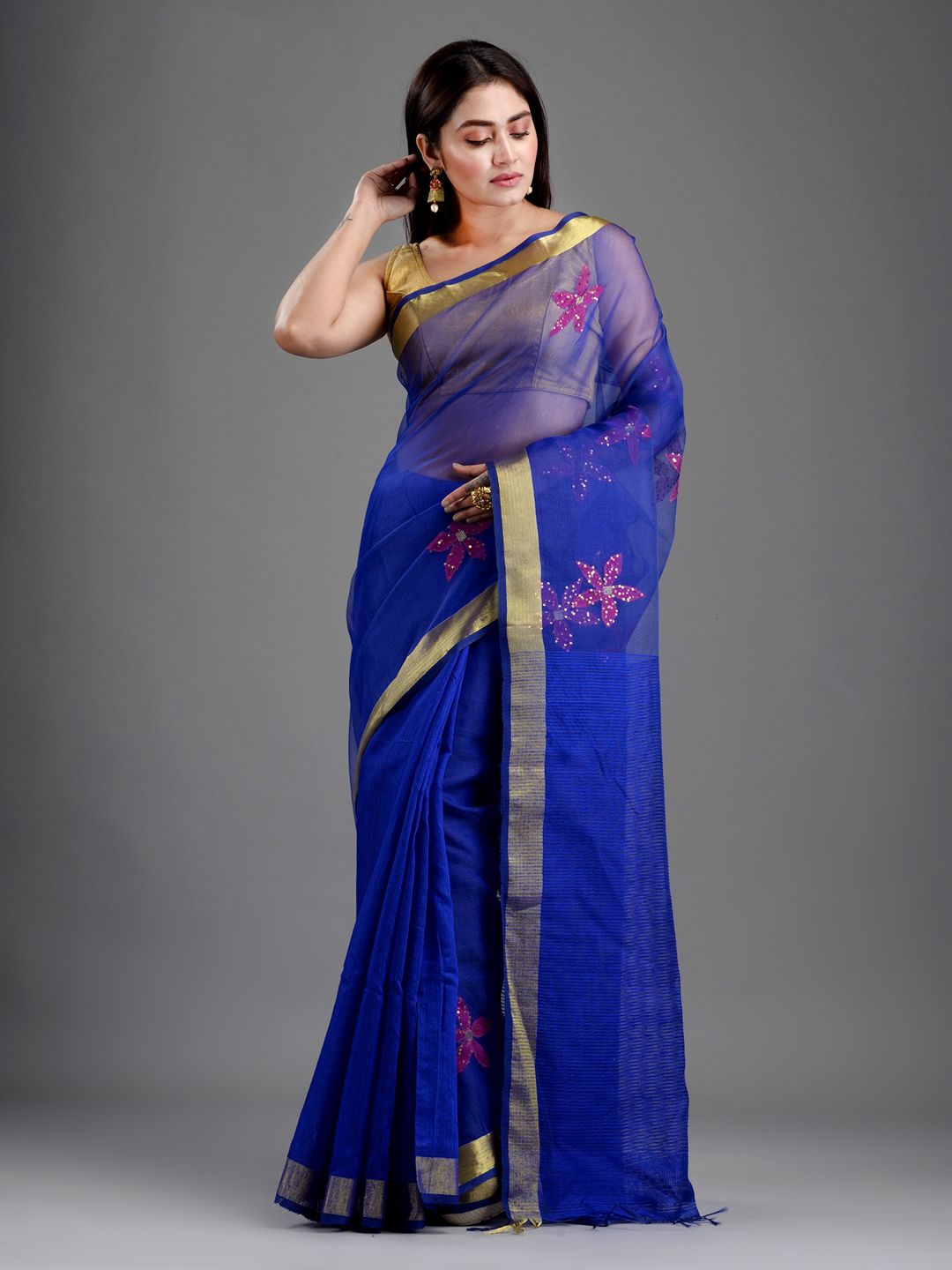 SAJASAJO SILK AND MATKA BENGAL HANDLOOM JAMDANI SAREE