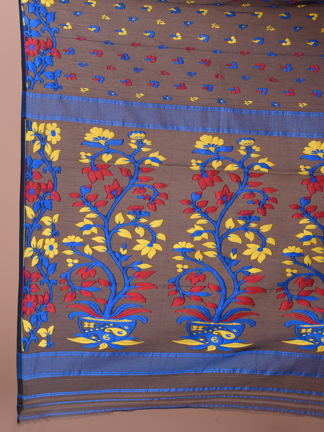 Black and Multicolor Cotton Blended Hand woven soft Jamdani saree