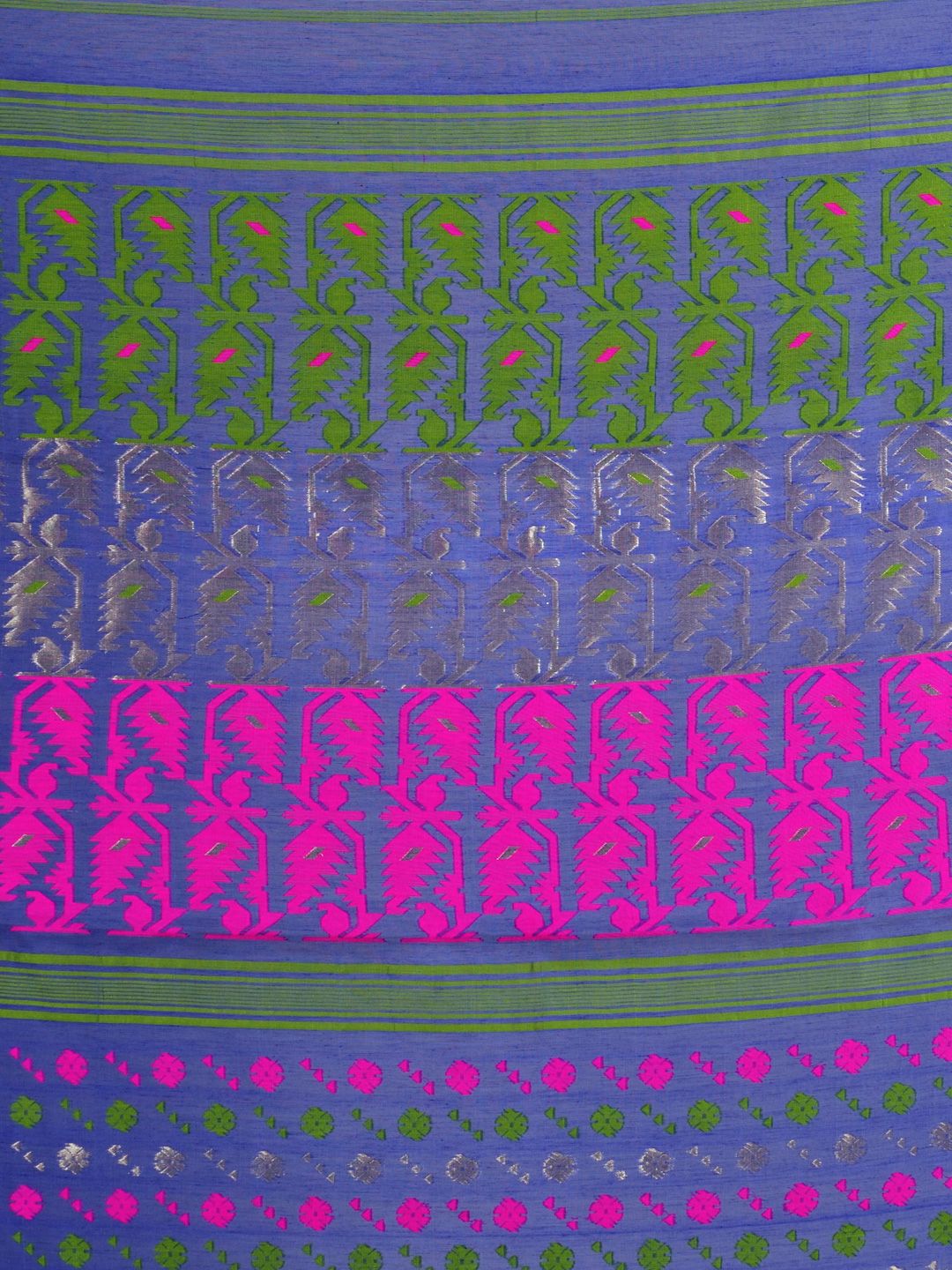Blue & Multi Hand Woven Jamdani Saree