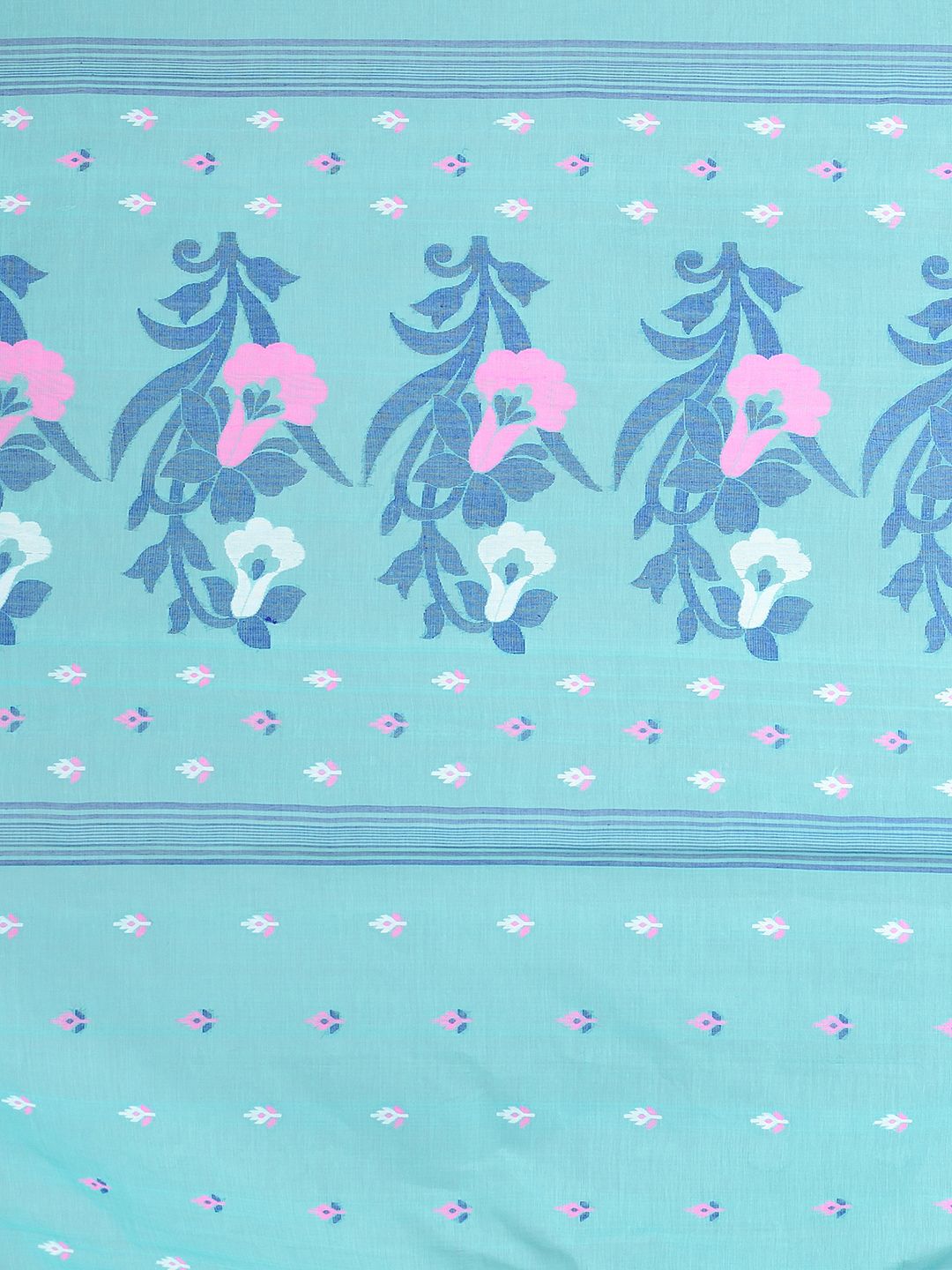 Sea Green Hand woven Pure Cotton dhakai pattern saree