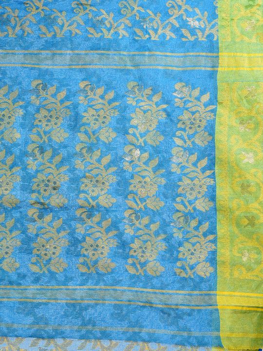 Blue Cotton Hand woven Jamdani saree