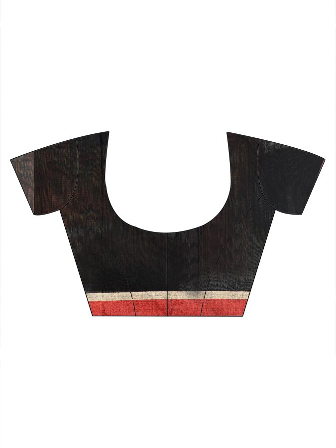 Black Blended Cotton Hand woven Saree