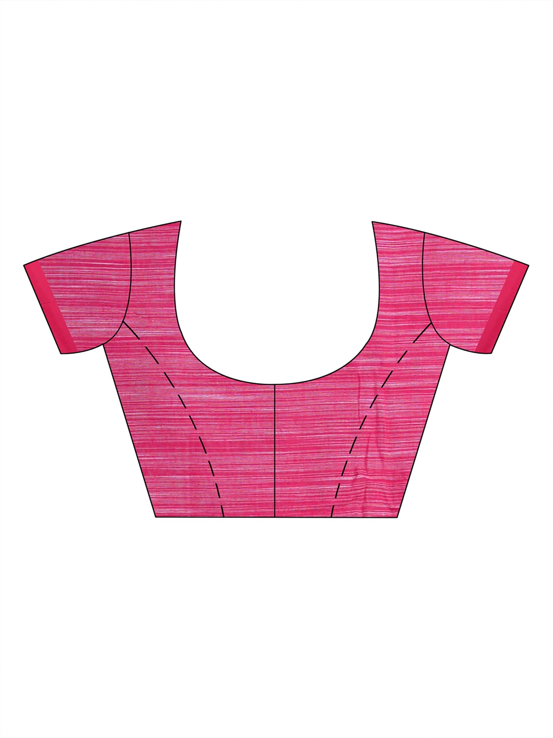Off White & Pink Handwoven Cotton Saree