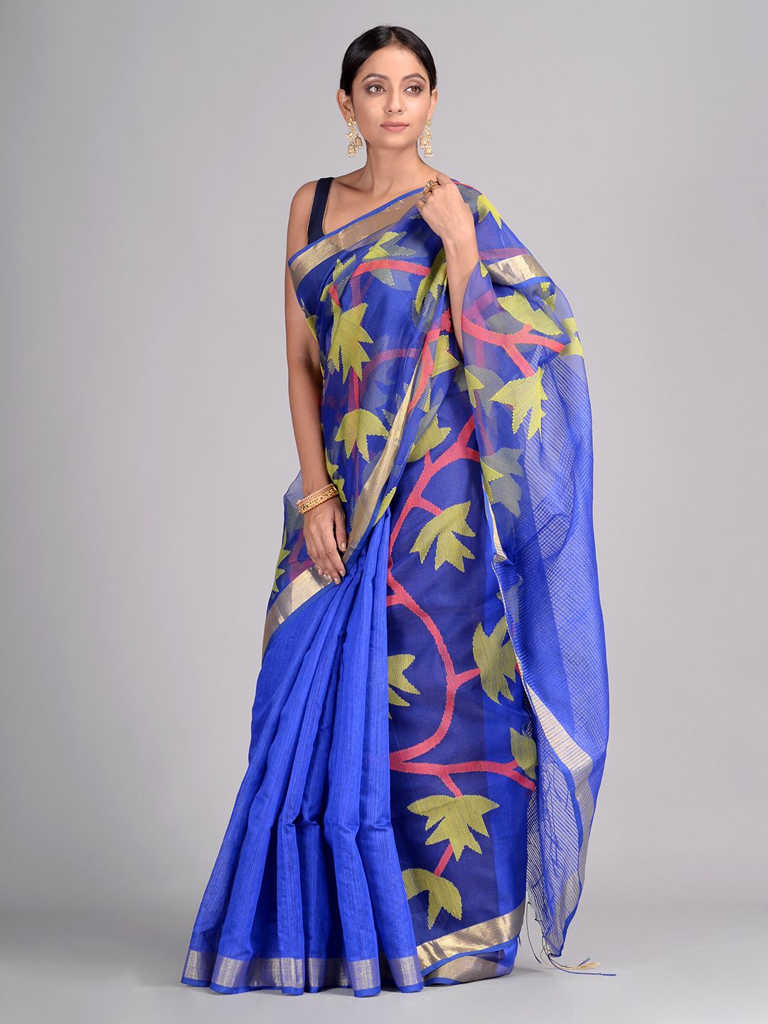 Blue Hand Woven Matka Silk Saree