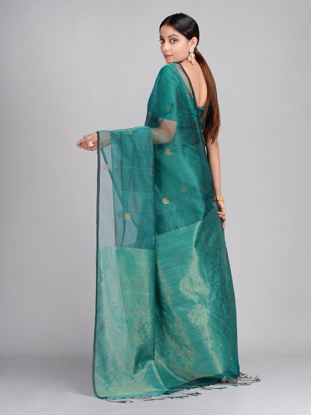 Green Hand Woven Matka Silk Saree