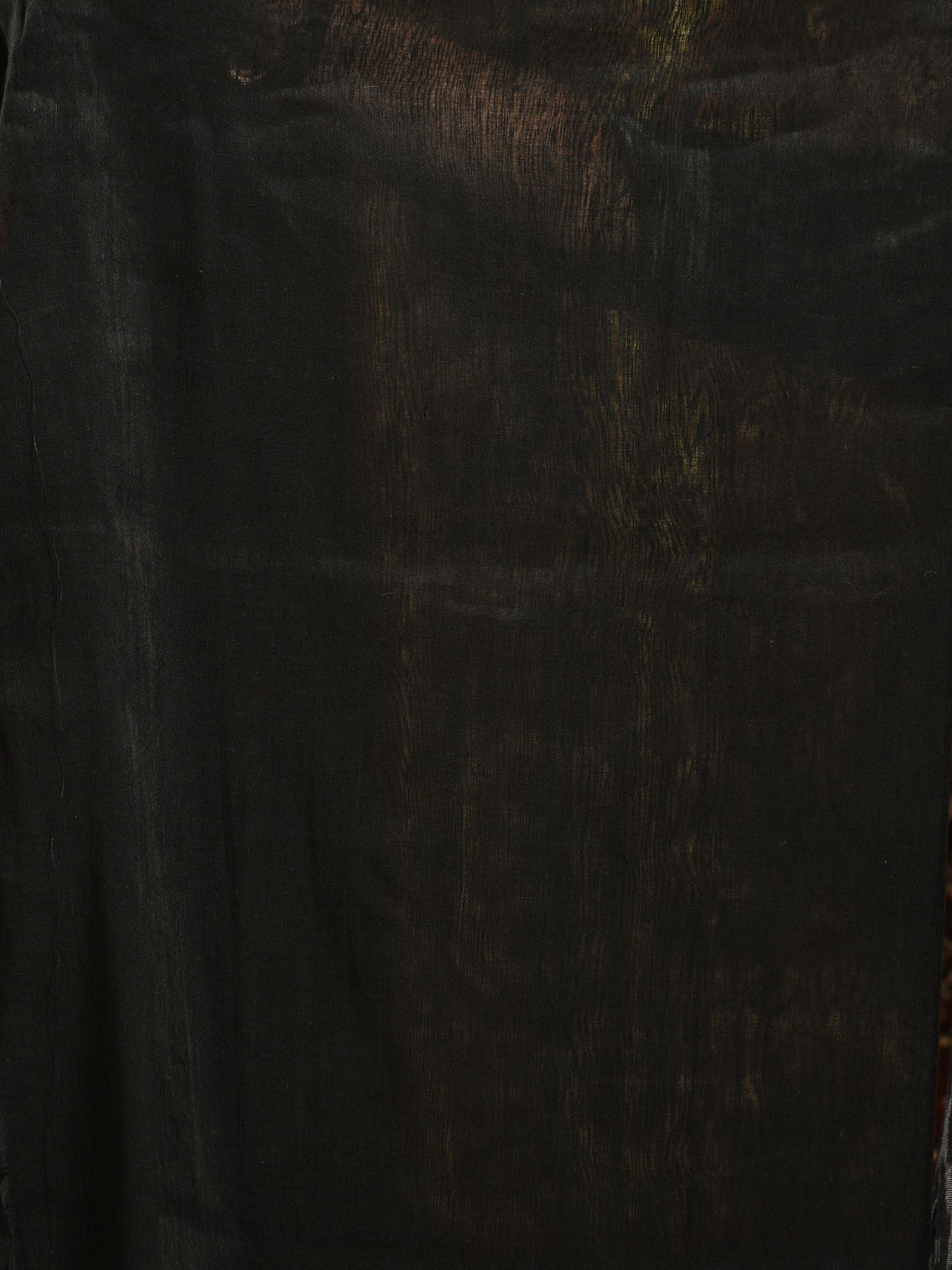 Black Organic Linen Hand Woven Saree with Floral Work All Over