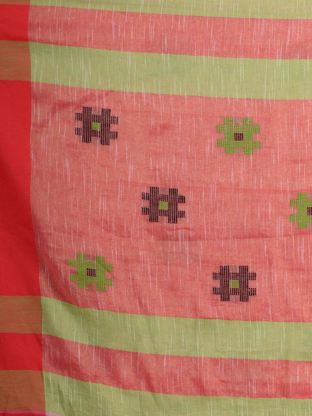 White handwoven soft cotton saree with Red border