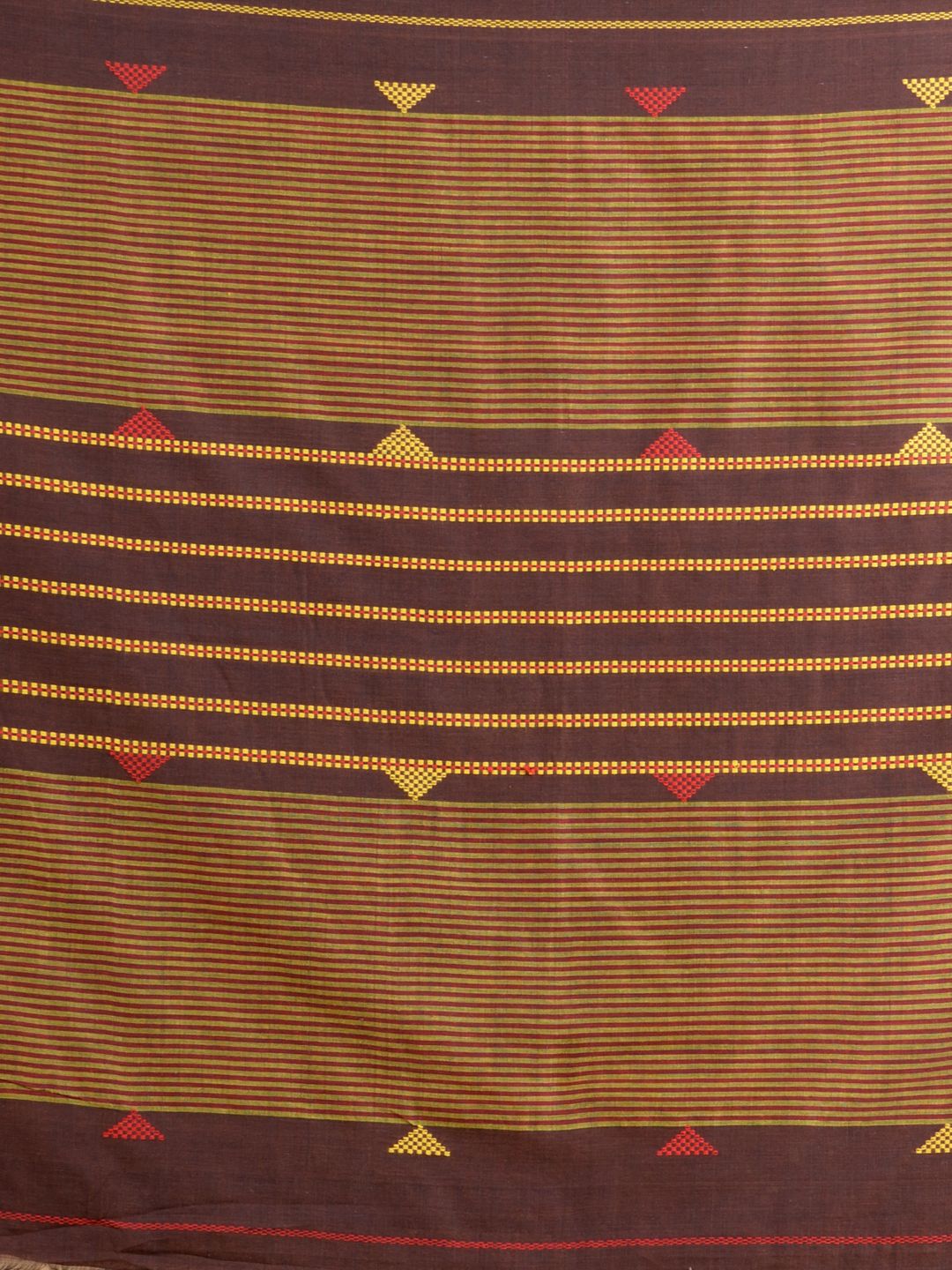 Chocolet Brown Soft Cotton Handwoven Saree with Red Border