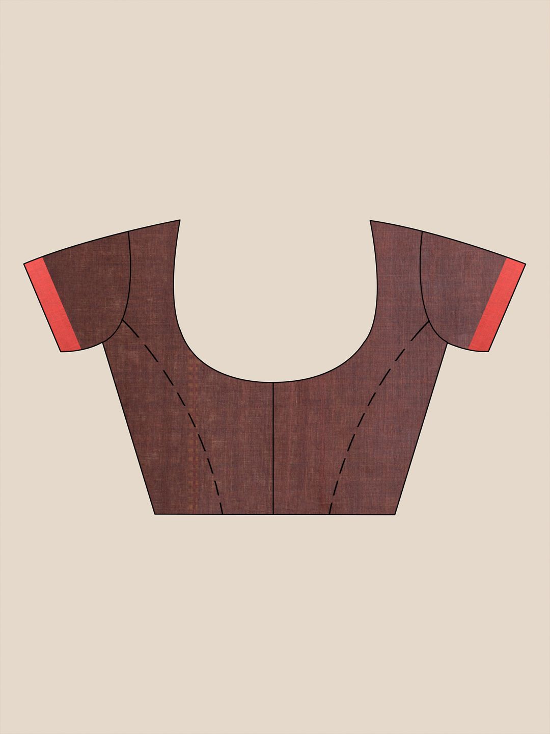 Chocolet Brown Soft Cotton Handwoven Saree with Red Border