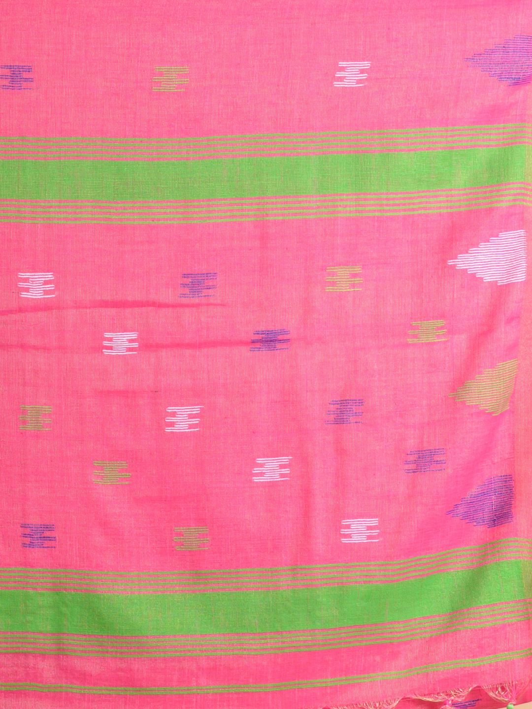 Pink soft Cotton handwoven saree with allover buti