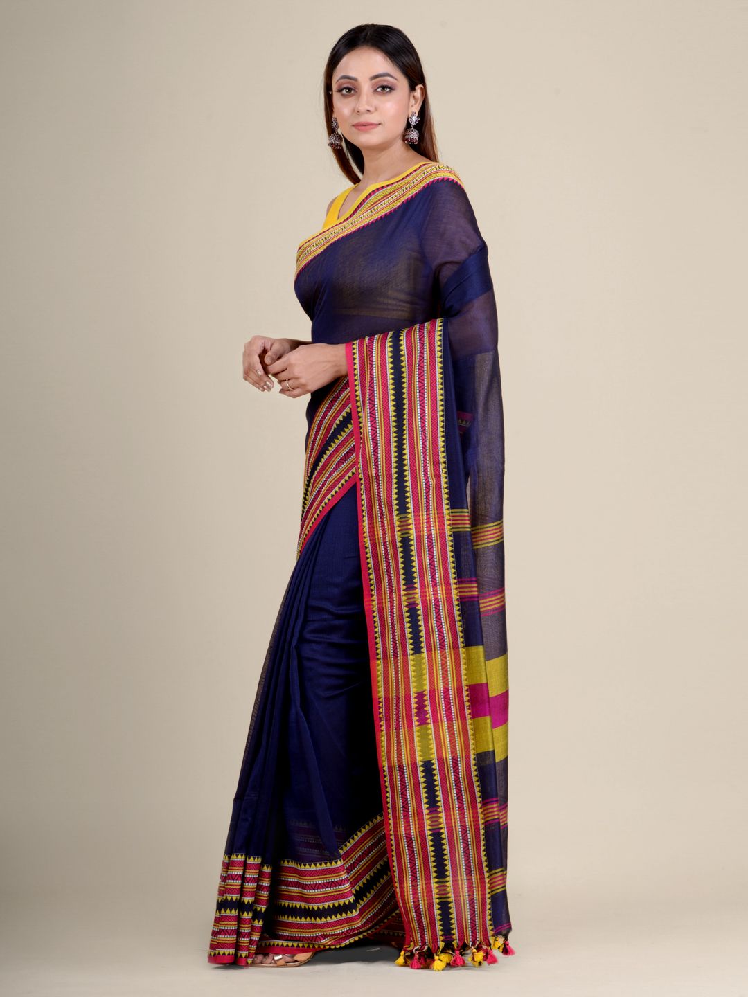 Blue soft Cotton handwoven saree