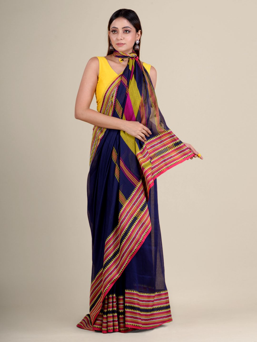 Blue soft Cotton handwoven saree