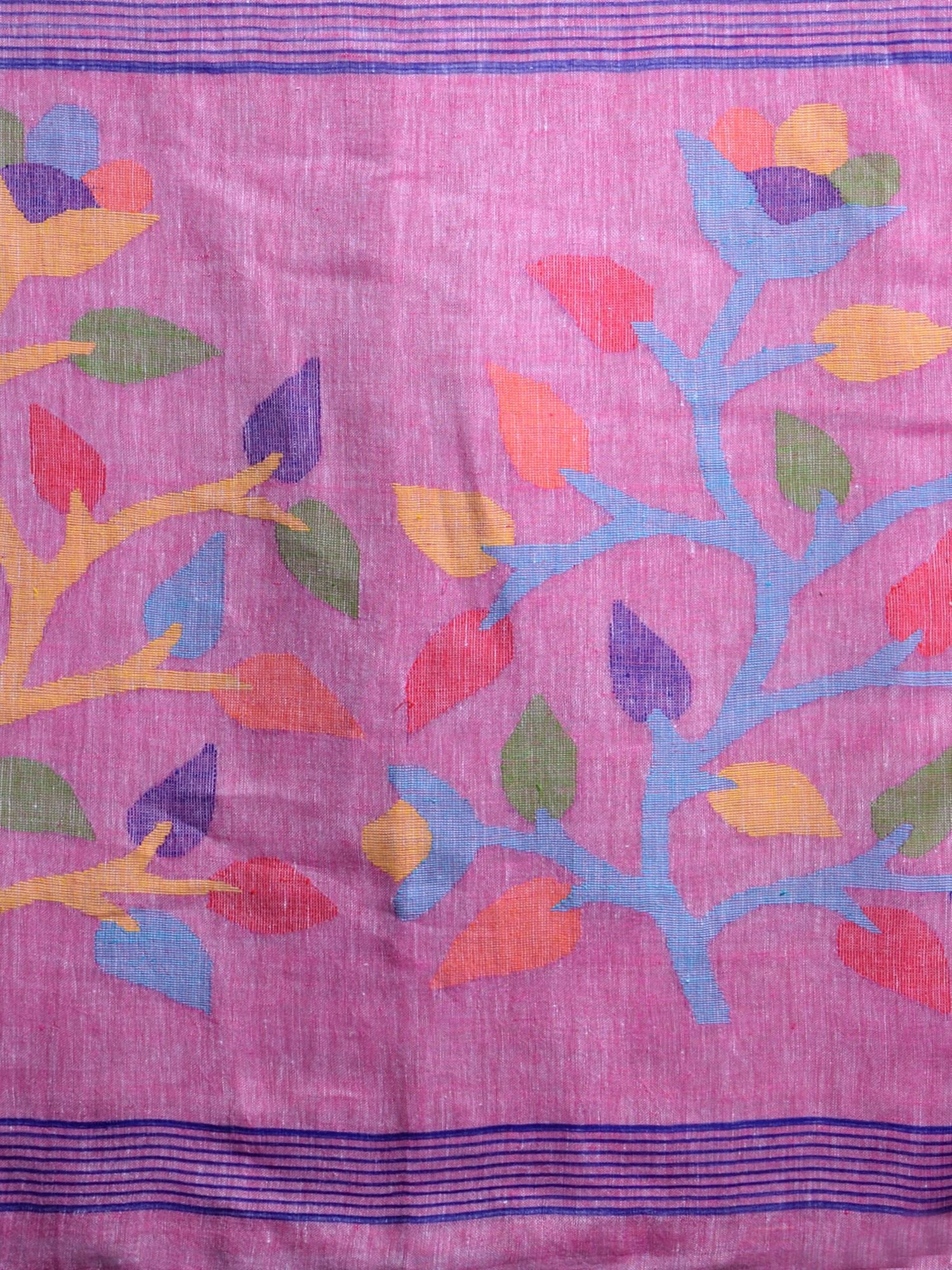 Sky Blue Handwoven Linen Saree