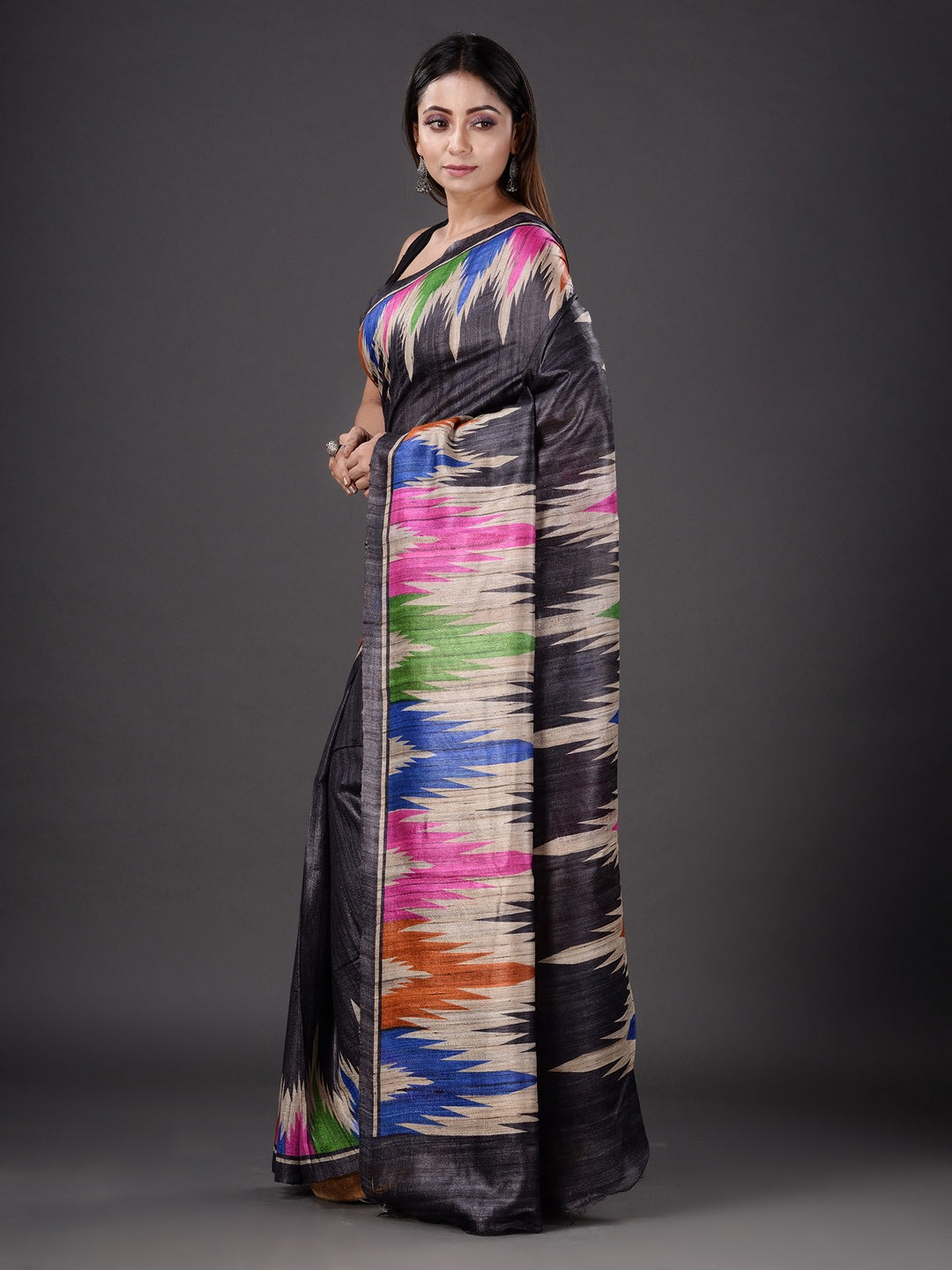 PURE GHICHA IKKAT PRINTED SAREE
