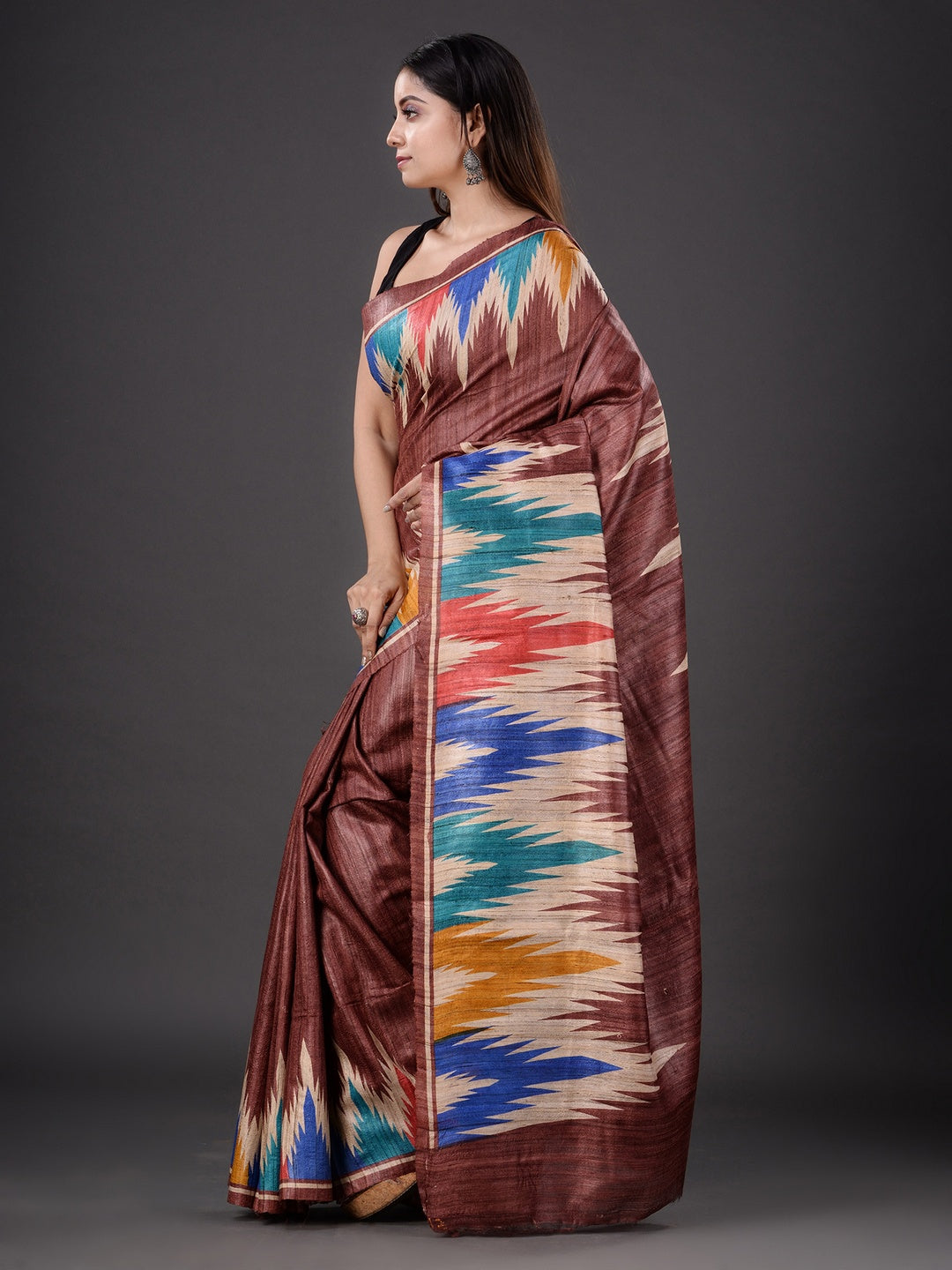 PURE GHICHA IKKAT PRINTED SAREE