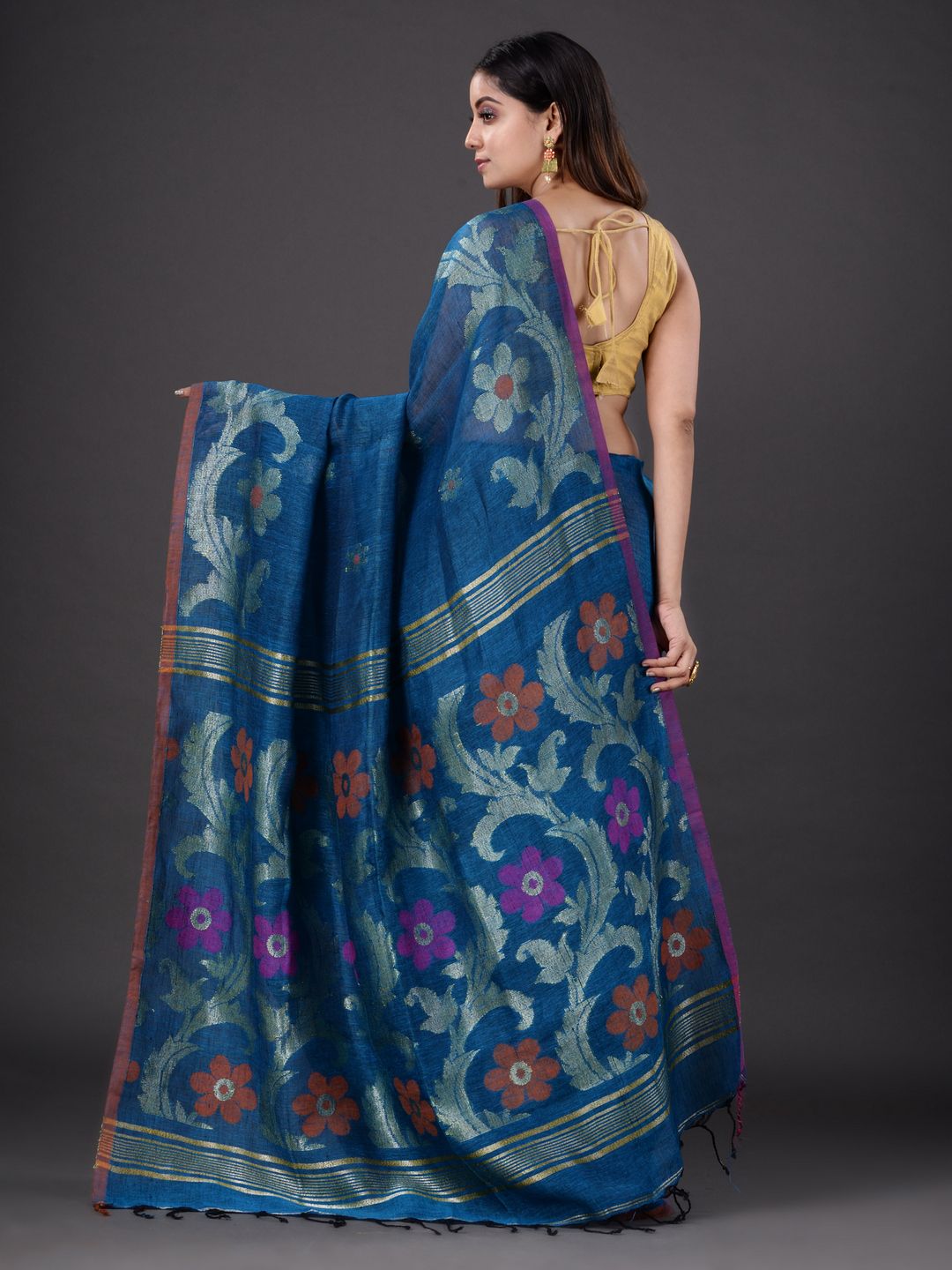 Pure Linen Hand Woven Saree