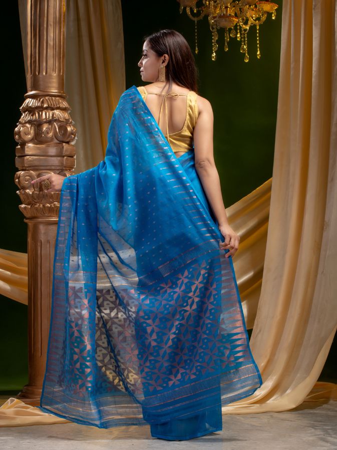 BENGAL HANDLOOM SOFT JAMDANI SAREE WITH COPPER JARI