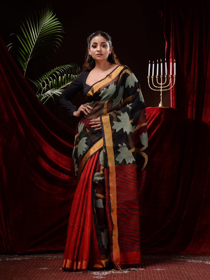 Multi Blended Matka Silk Handwoven Jamdani Work Saree