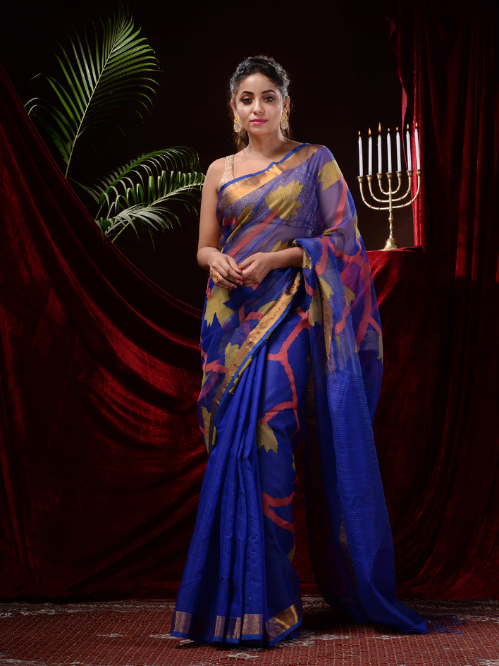 Multi Blended Matka Silk Handwoven Jamdani Work Saree