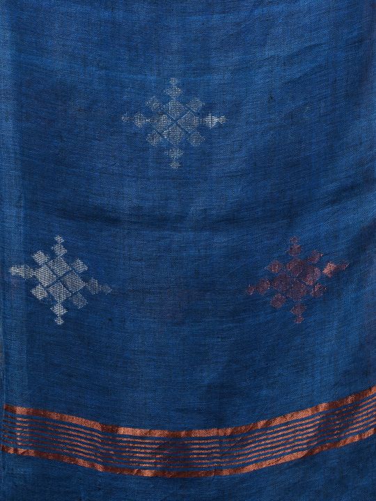 Pure Linen Handwoven Zari Work Saree