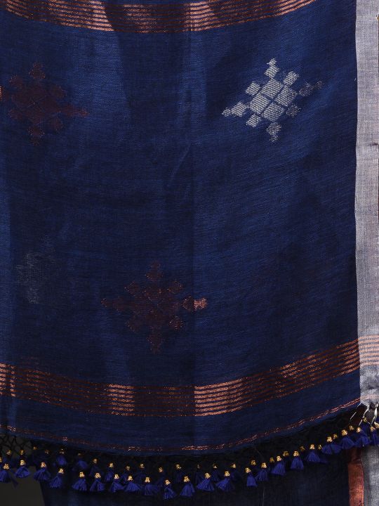 Pure Linen Handwoven Zari Work Saree