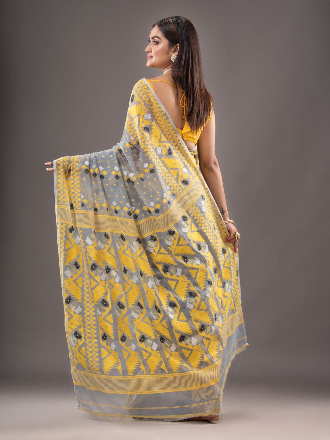 Silk Cotton  buti work  Jamdani Saree