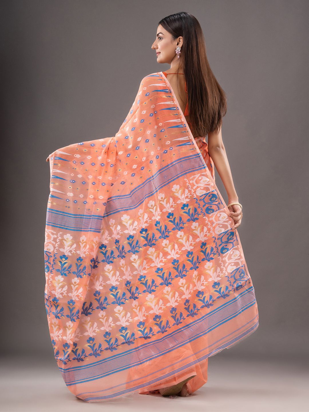 Silk Cotton  buti work  Jamdani Saree