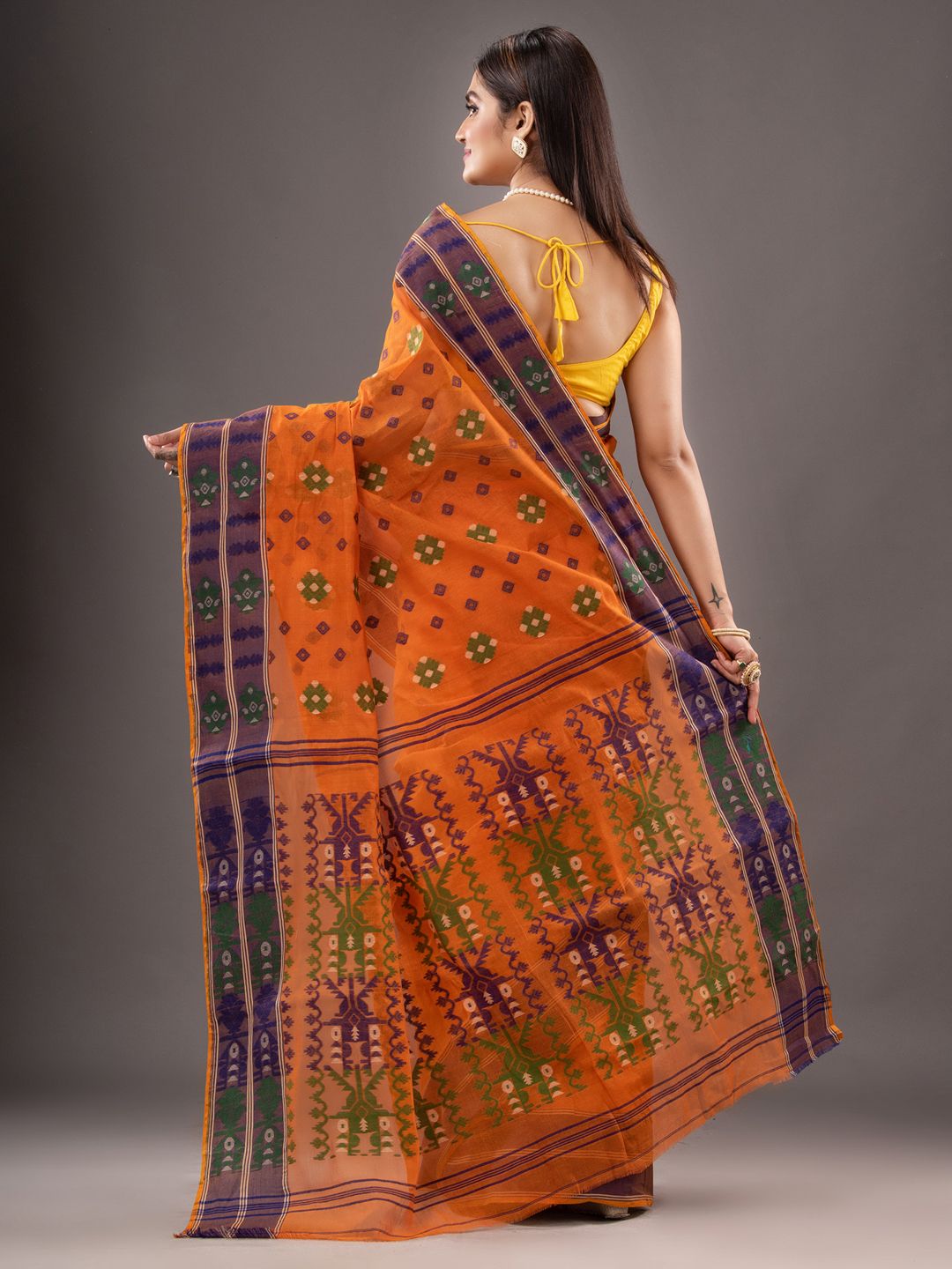 Pure Cotton Dhakai buti jamdani work Saree