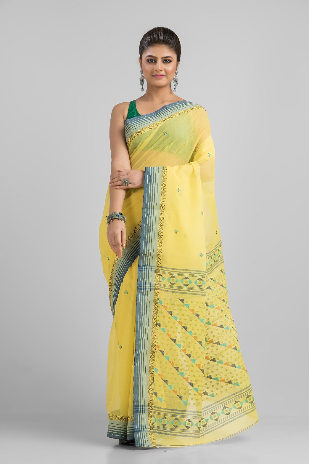 Magenta  Pure Cotton Dhakai Buti Handloom Saree