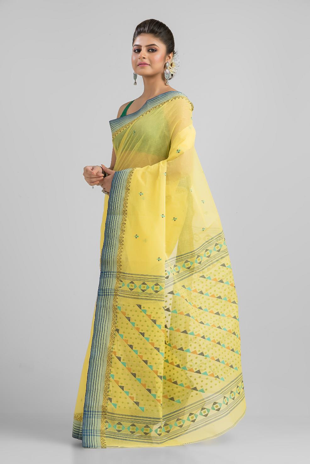 Magenta  Pure Cotton Dhakai Buti Handloom Saree