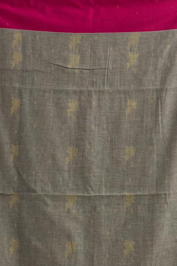 Grey Pure Soft Cotton Dhakai Buti Handloom Saree
