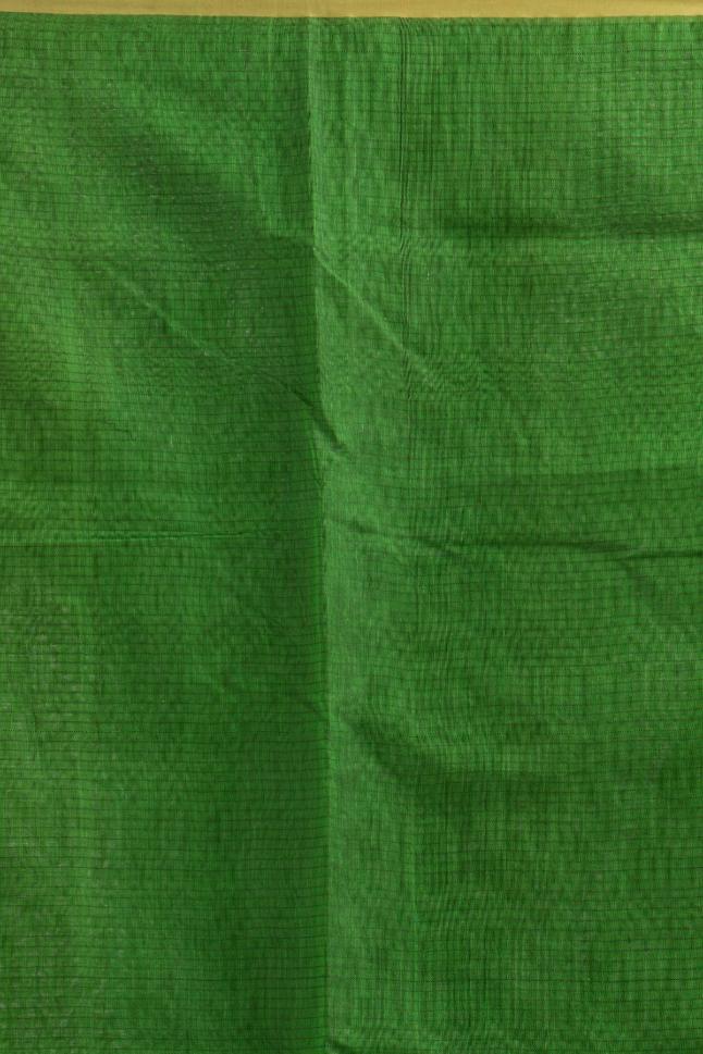 Green Blended Cotton Buti Work  Handloom Saree