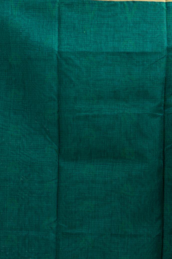 Teal   Blended Cotton Buti Work  Handloom Saree