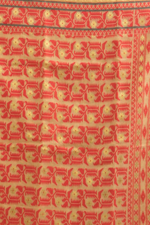 Beige  Blended Silk Jamdani Saree