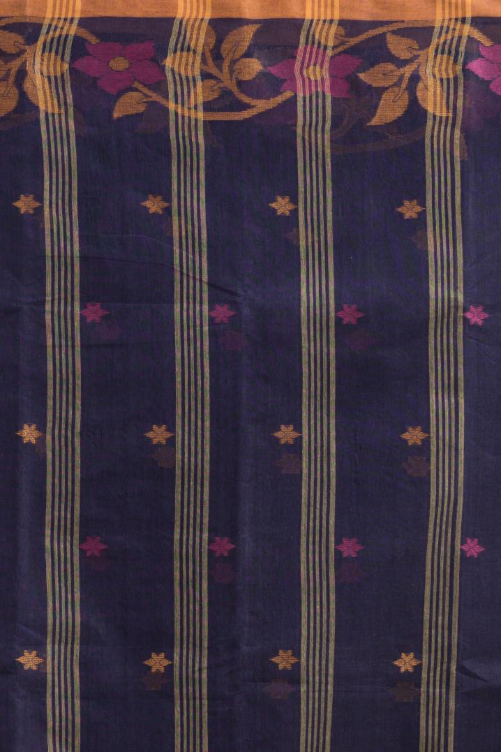 Blue  Pure Cotton Handloom Tant  Saree