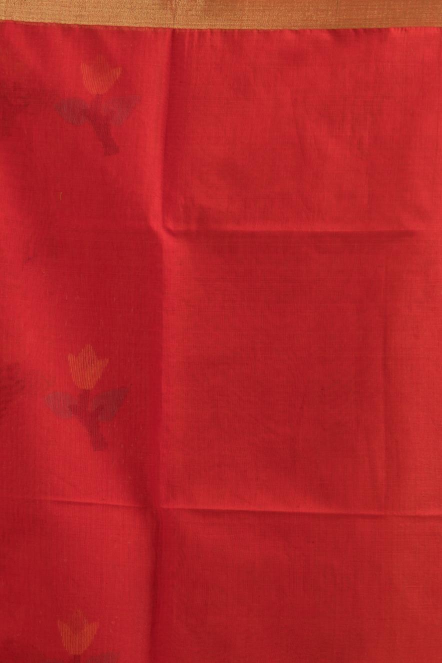 Red Silk Cotton Buti Work Saree