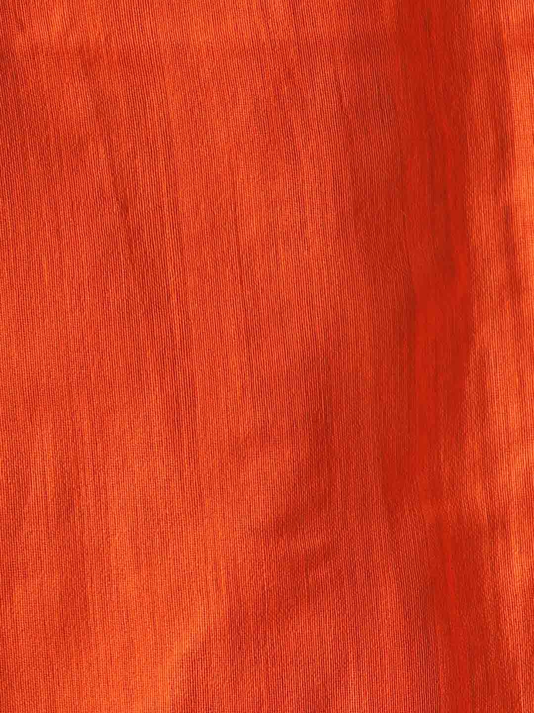 Orange Hand woven Blended Cotton Saree With Broad Border