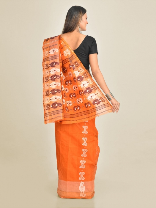 Mustered Pure Cotton hand woven jamdani saree with starch 1