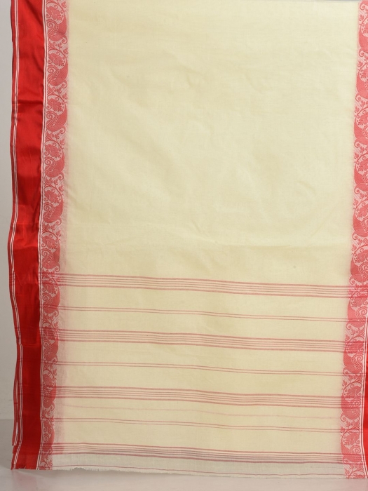 Off White Pure Cotton Hand woven Tant Tangaile Saree 2