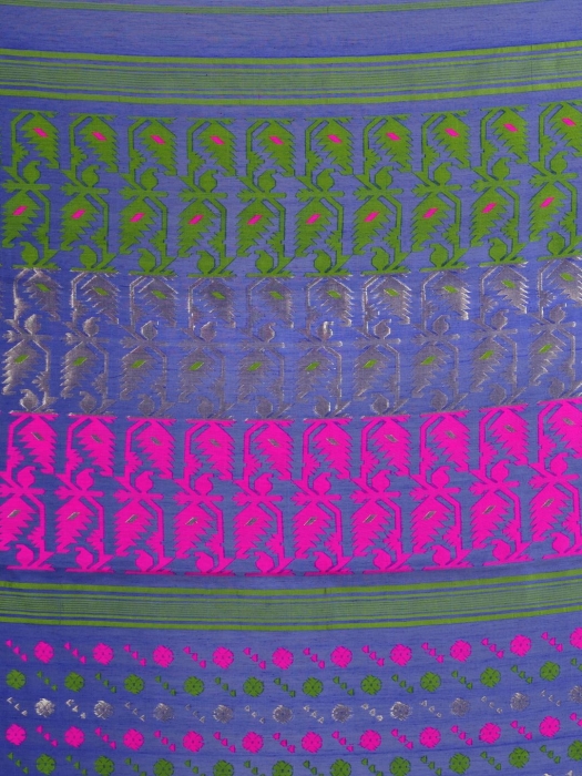 Blue & Multi Hand Woven Jamdani Saree 2