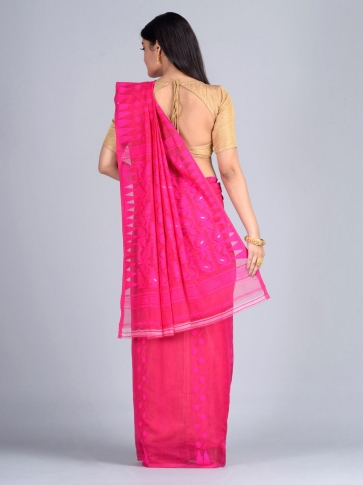 Deep Pink  Hand Woven Jamdani Saree 1