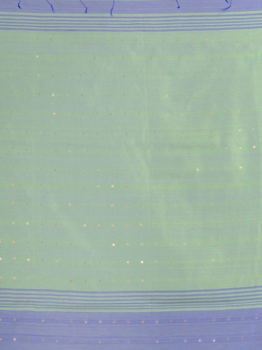 Blue and Green Hand woven Pure Cotton saree with Sequin work 2