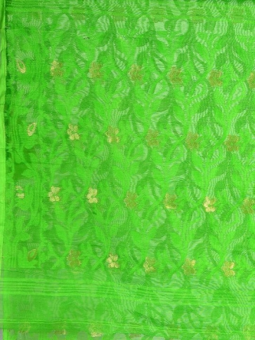 Light Green Silk Cotton Hand woven Jamdani saree 2
