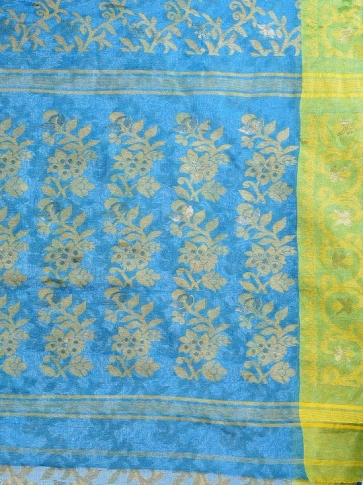 Blue Cotton Hand woven Jamdani saree 2