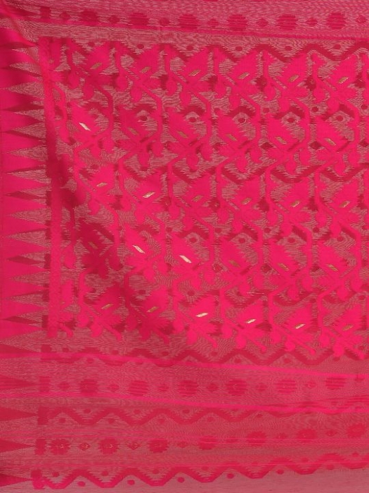 Red Silk Cotton Hand woven Jamdani saree 2