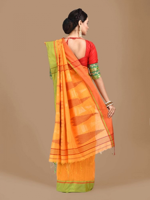 Yellow Blended Cotton Hand woven Saree 1