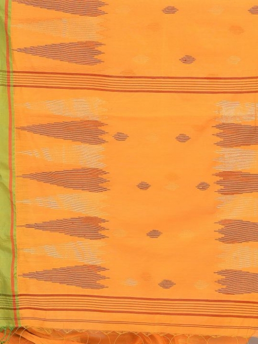Yellow Blended Cotton Hand woven Saree 2