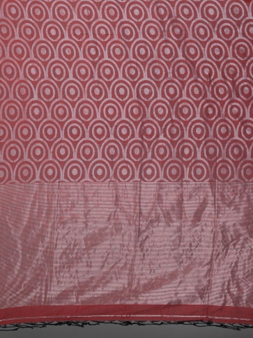 Maroon Hand Woven Cotton Linen Designer Saree 2