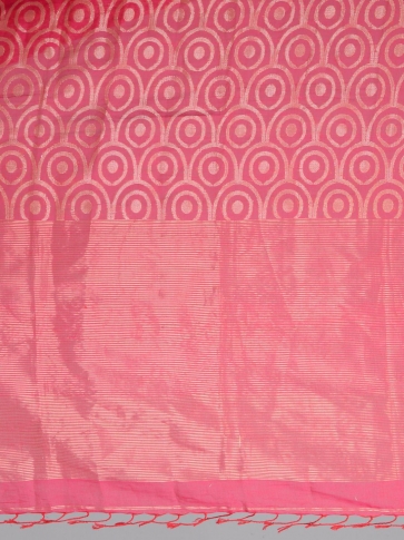 Pink Hand Woven Cotton Linen Designer Saree 2