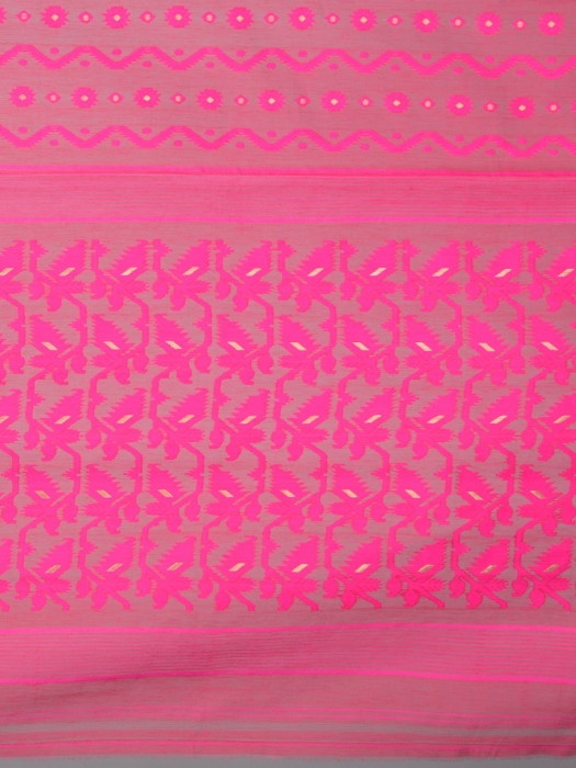 Pink Silk Cotton Hand woven Jamdani Saree 2
